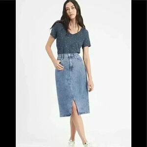 Banana Republic Denim Front-Slit Midi Skirt